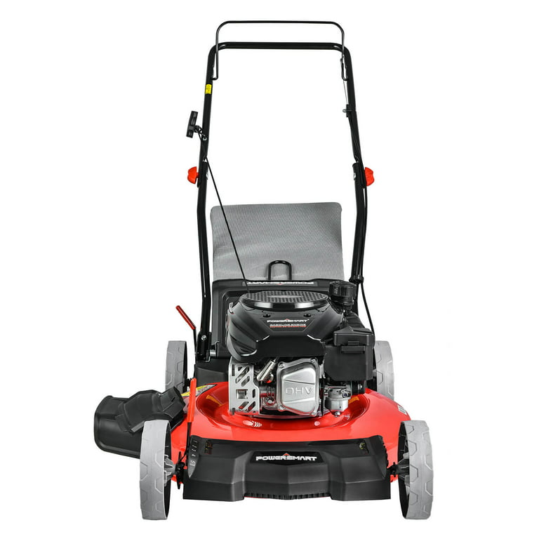 Gas Push Lawn Mower 144CC, Cordless Lawn Mower with 4-Stroke OHV Engine,  21'' Cutting Deck, 5 Heights Adjustable, 3-IN-1 Side Discharge & Mulching &  Rear Bag, Contains Motor Oil 