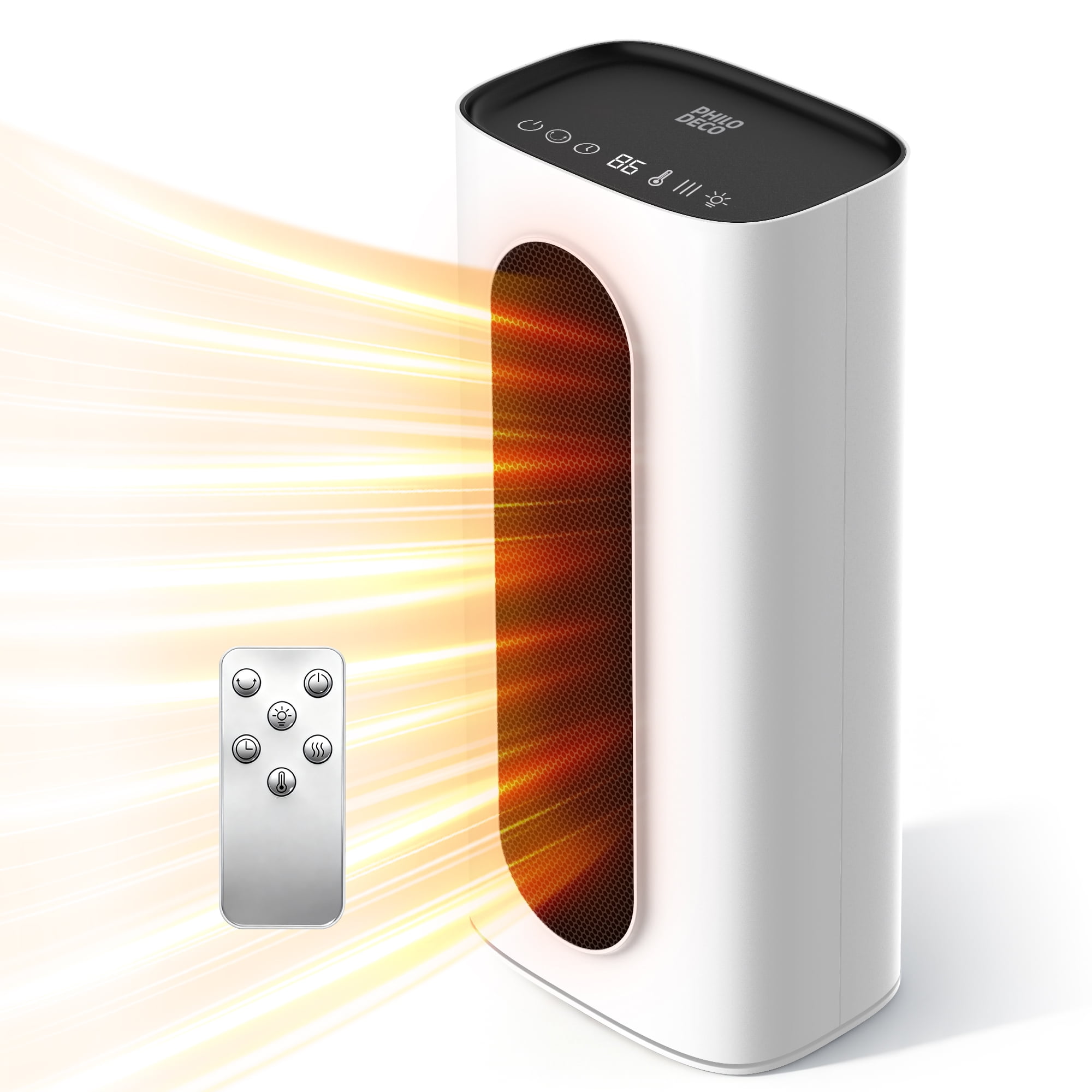 PhiloDeco Space Heater, 1500W Electric Ceramic Tower Heater, Fast Heating with Thermostat and Remote, 80°Oscillating, 3 Modes for Office, Living Room, Bedroom