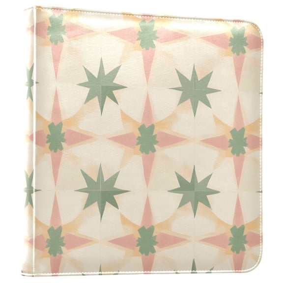 FORMRS 3 Ring Photo Album 4"x6" Self Adhesive Large Capacity PU Leather Cover, Pastel Beige Geometric