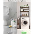 thumbnail image 4 of Over The Toilet Storage Shelf, 3-Tier Bathroom Organizer with Toilet Paper Holder and 3 Hooks, Freestanding Shelving for Restroom, Laundry, and Balcony,Brown, 4 of 8
