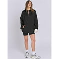 thumbnail image 4 of Sudadera con Capucha Extragrande para Mujer con Cremallera un Cuarto Estilo Túnica Ideal para Otoño e Invierno Ropa para Adolescentes, Estilo Preppy Negro XL, 4 of 10