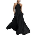 thumbnail image 3 of Laqbezok Women's Halter Neck Backless Maxi Dress, Casual Sleeveless Open Back Long Gown, Minimalist Summer Beach Sundress with Pockets, 3 of 6