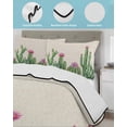 thumbnail image 4 of Quilts Twin Size Bedding Set, Green Cactus Tropical Lightweight Quilted Comforter, Summer Vintage Botanical Soft Reversible Bedspread Coverlet with Pillow Covers for All Season, 68" x 86", 4 of 7