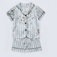 thumbnail image 2 of Ruyang Boys Girls Satin Shirts Set Classic Silk Short Sleeve Tshirt Bbutton Down Top Tees+Shorts Casual Summer Outfits, 2 of 4