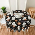thumbnail image 5 of Halloween Tablecloth Round 60 Inch Cute Boo Ghost Pumpkin Black Orange Colored Print Decorative Washable Polyester Table Cloth for Party Picnic Home Kitchen Decor, 5 of 6