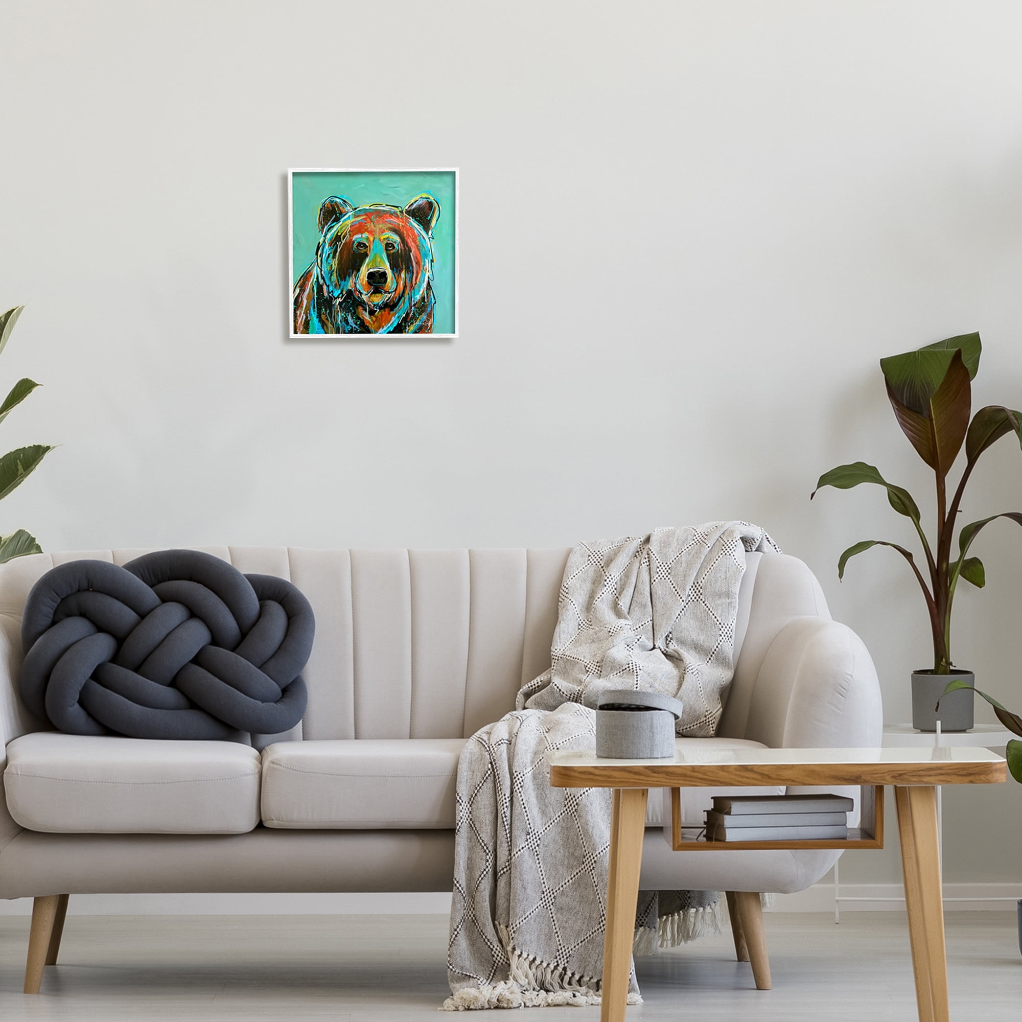 Stupell Industries Modern Bear Abstract Animals & Insects Painting White Framed Art Print Wall Art, 12 x 12