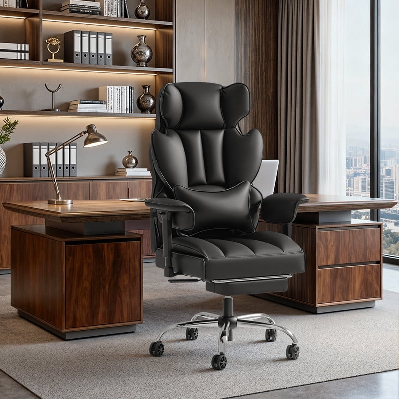Homall Ergonomic Executive Office Desk Chair 500 lbs Capacity High Back with Footrest Lumbar Support Reclining Adjustable Height & Swivel Wheels,Black