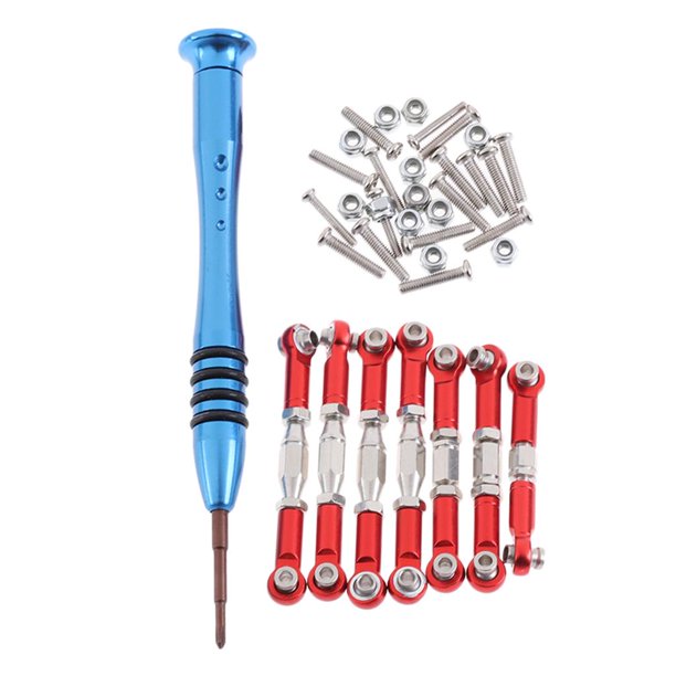 Varillas de tracción de RC Zulema Juego de 7 piezas para Wltoys 144001 1/14 rojo