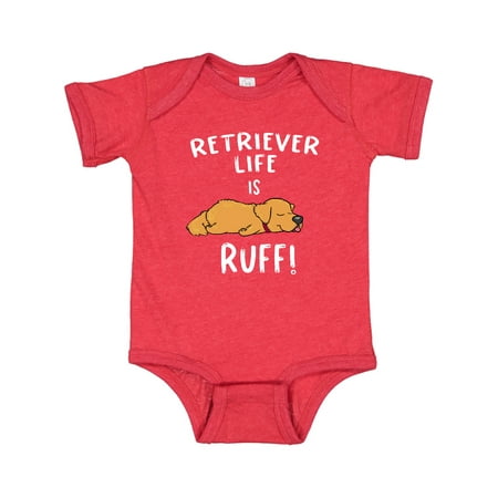 

Inktastic Retriever Life is Ruff! Golden Longhaired Gift Baby Boy or Baby Girl Bodysuit
