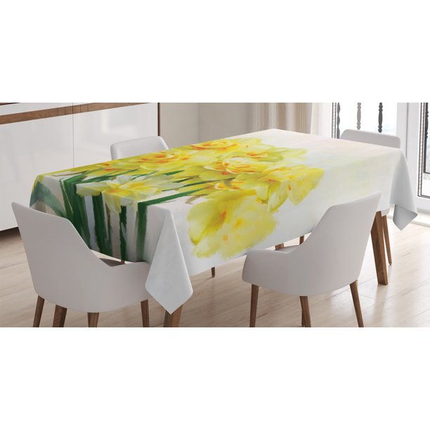 Daffodil Decor Tablecloth Digital Watercolors Paint Of Bouquet Called Jonquils In England Lent Lily Rectangular Table Cover For Dining Room Kitchen 60 X 84 Inches Yellow Green By Ambesonne Com Daffodil Decor Tablecloth Digital, What Are Table Covers Called