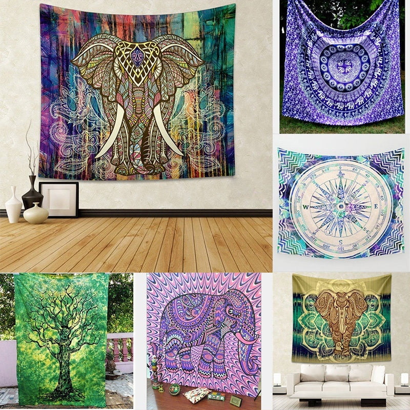 Elephant  Mandala Indian Tapestry Boho Gypsy Wall Hanging hippie Bedspread Throw 