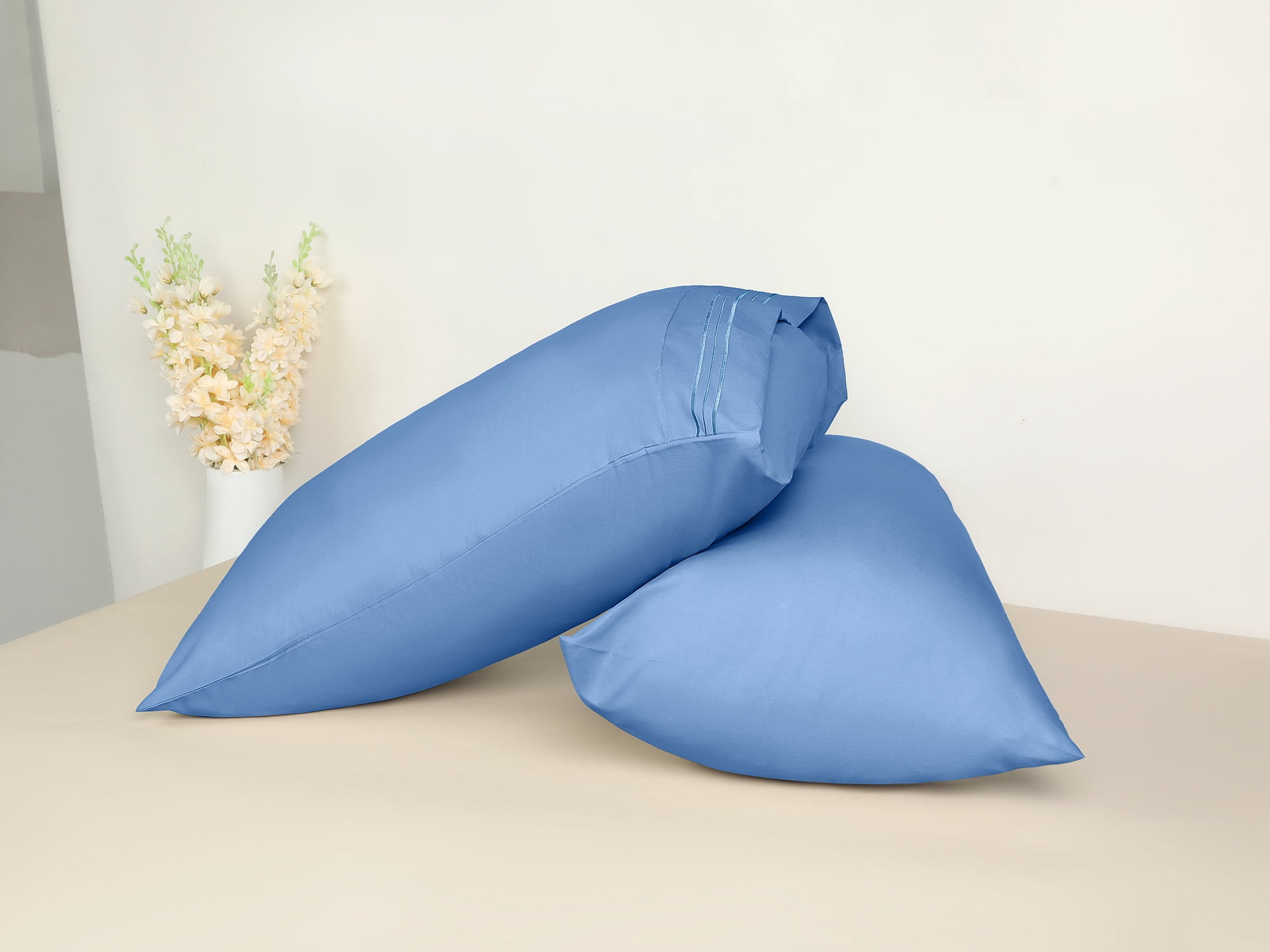 Unique Bargains 2 Pack Polyester Pillow Cases Pillow Covers Queen Blue Gray