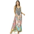 thumbnail image 5 of Sakkas Sofia Women's Spaghetti Strap V-neck Floral Print Summer Casual Maxi Dress - 503 - One Size, 5 of 5