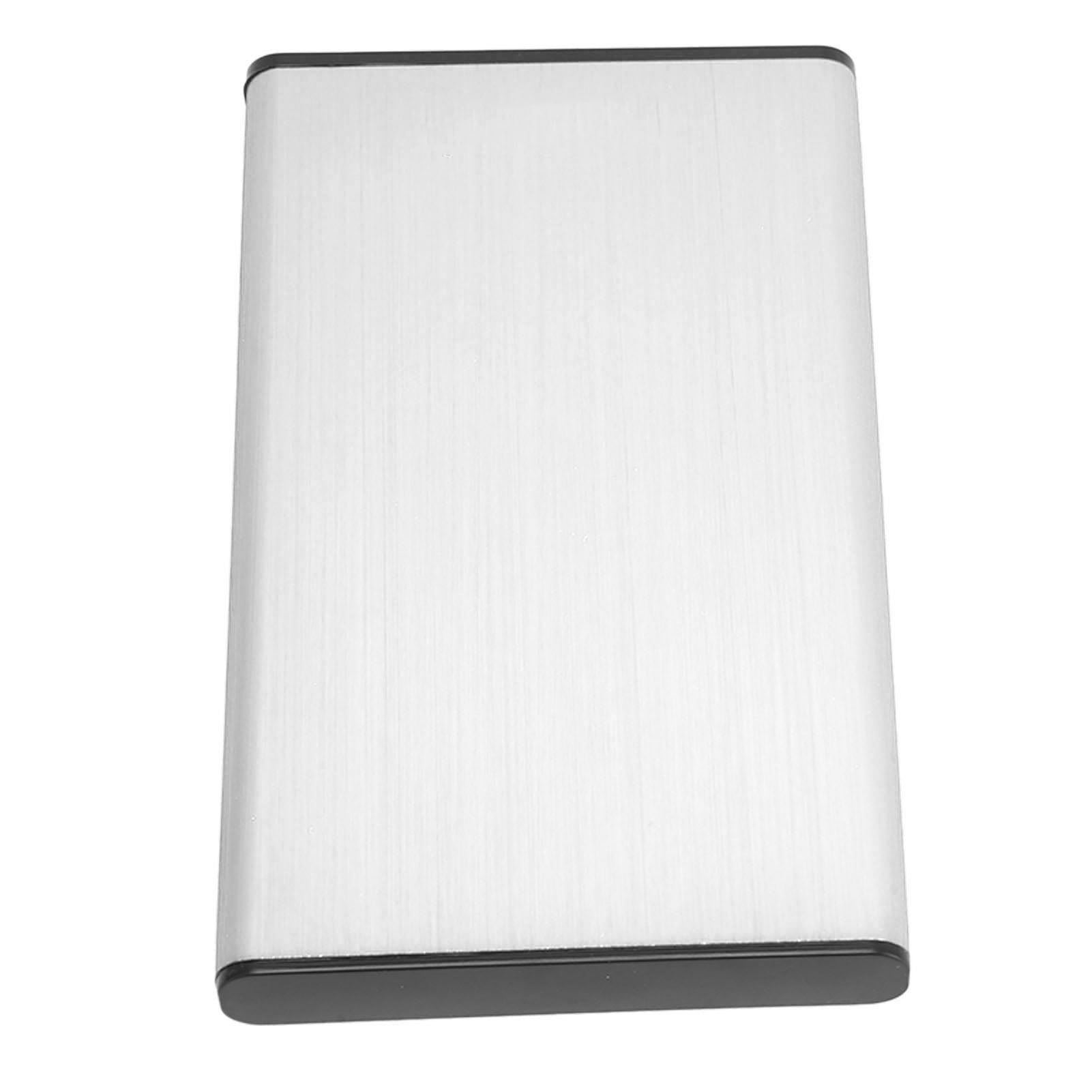Hard Drive Case, Aluminum Alloy Hard Drive Enclosure 6Gbps Transfer Rate USB 3.0  Plug and Play with LED Status Indicator for 2.5 Inch SSD HDD Silver