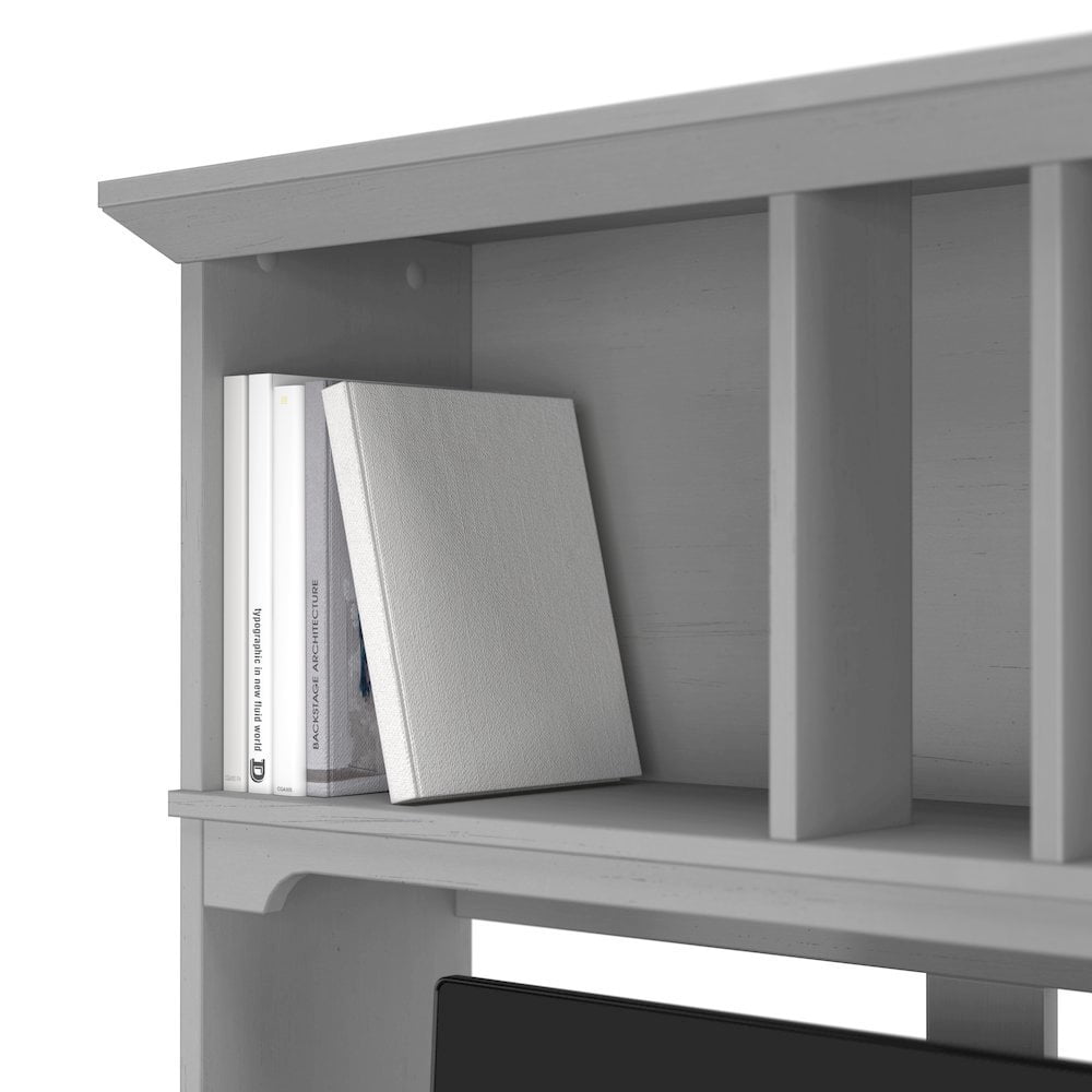 Bush Furniture Salinas 60" L Shaped Desk and Hutch, Cape Cod Gray