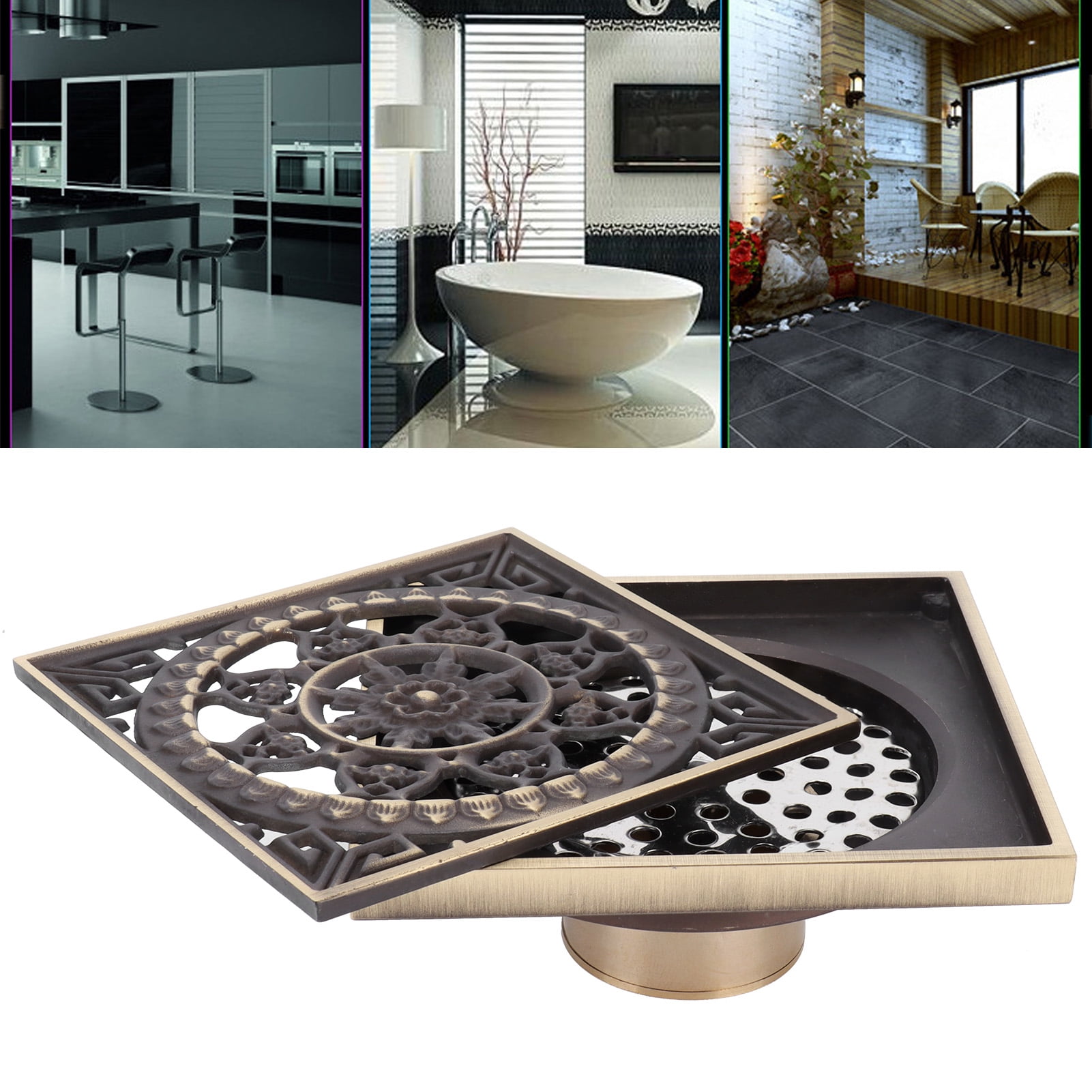 Ymiko Drainage System,Bathroom Shower Drain,Floor Drain European Style Antique Bathroom Copper