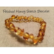 BALTIC ESSENTIALS Polished Honey Stretch Baltic Amber Bracelet for Baby, Infant, Toddler