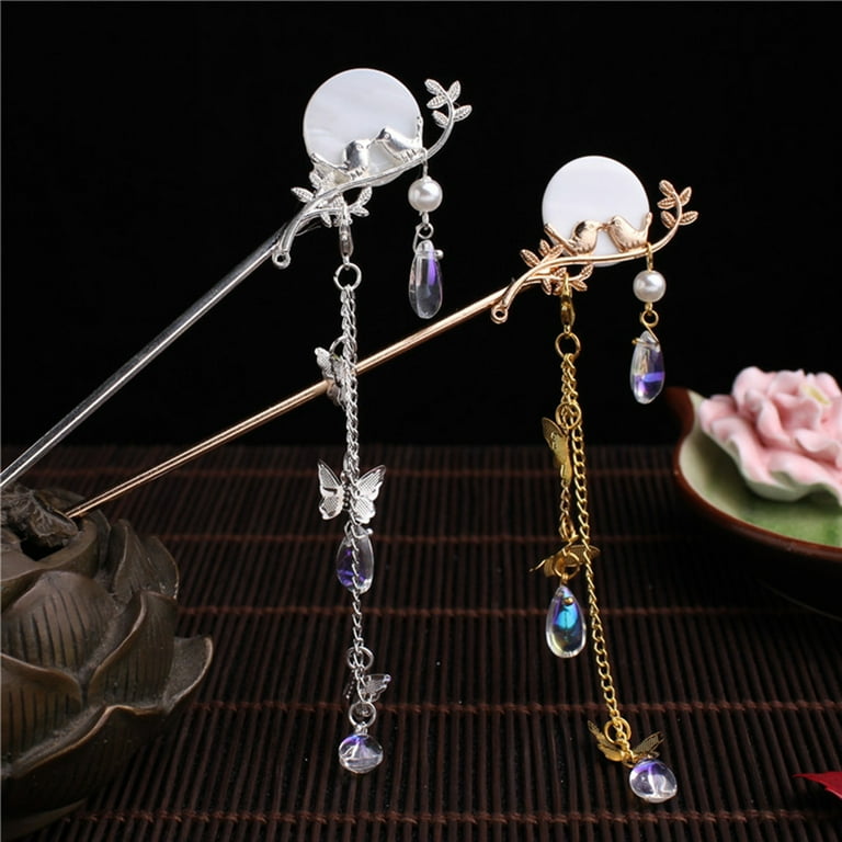 Bridal Tassel Hairpin Pearl Hair Sticks Ancient Style Plate Hair