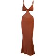 thumbnail image 1 of Dress, Women Solid Color Cutout Spaghetti Straps Backless Cotton Bodycon Maxi for Banquet, 1 of 8