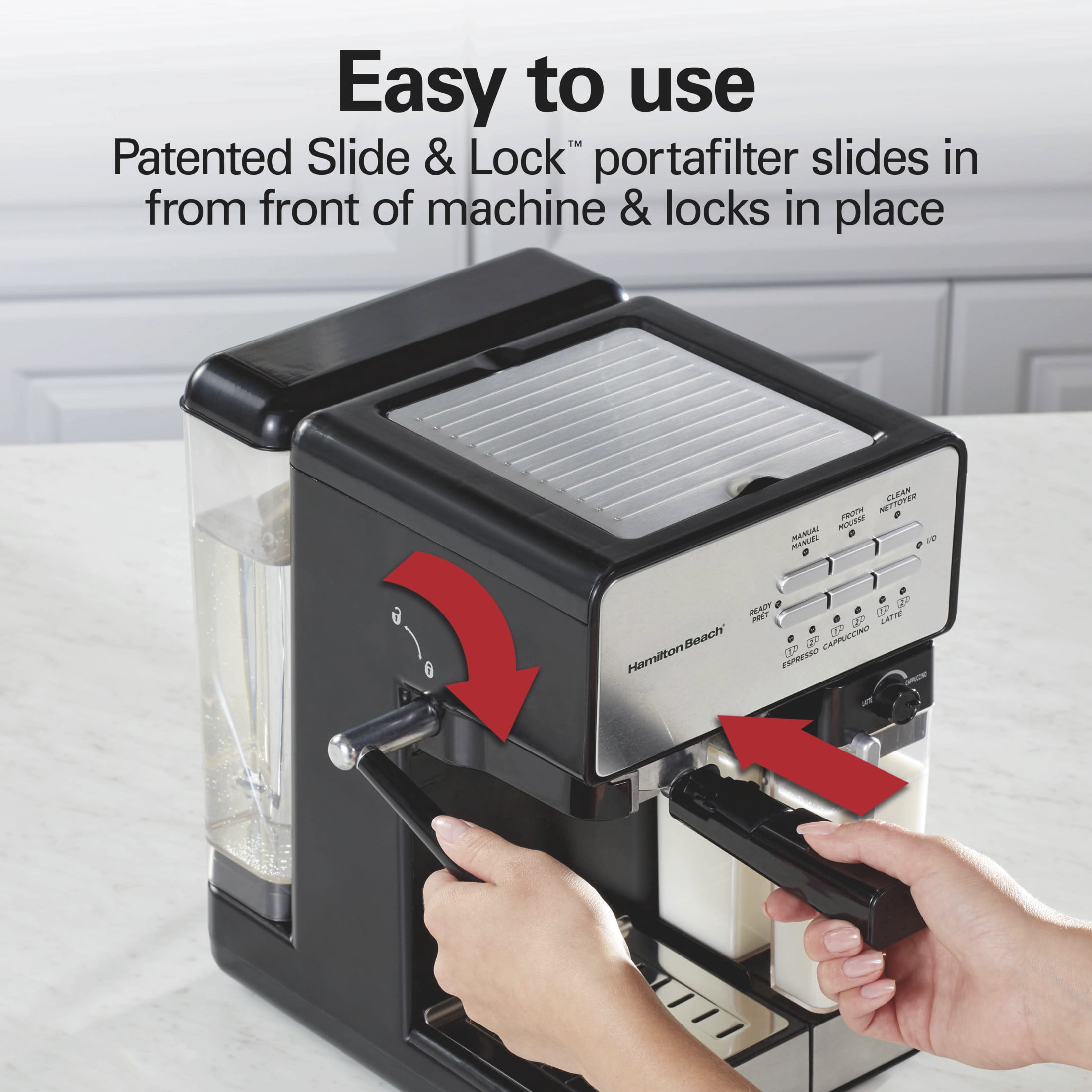 Hamilton Beach エスプレッソマシン Hamilton Beach 15-Bar Espresso Machine, Slide & Lock Espresso