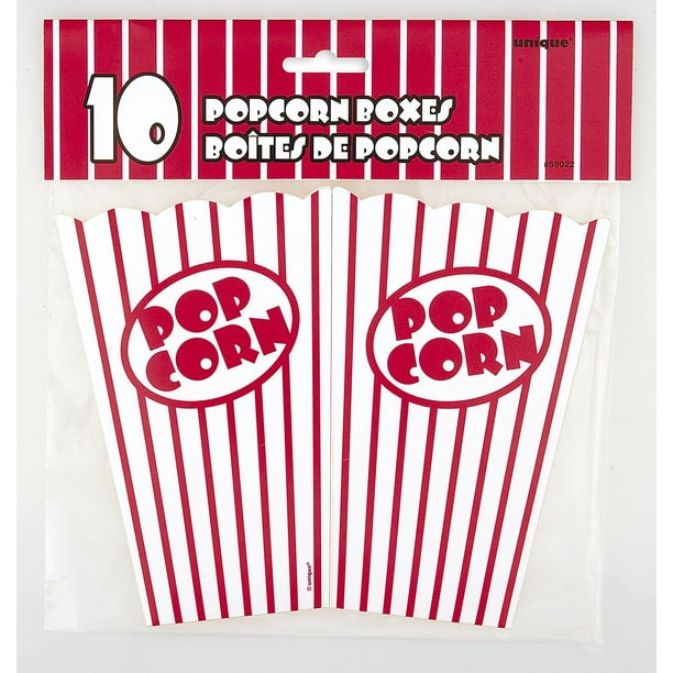 3 Set of 10 Movie Theater Red and White Striped Popcorn Boxes