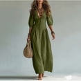 thumbnail image 5 of Guieoi Womens Dresses Fall Plus Size V-Neck Loose Casual Short-Sleeve Button-Down Dress Green M, 5 of 7