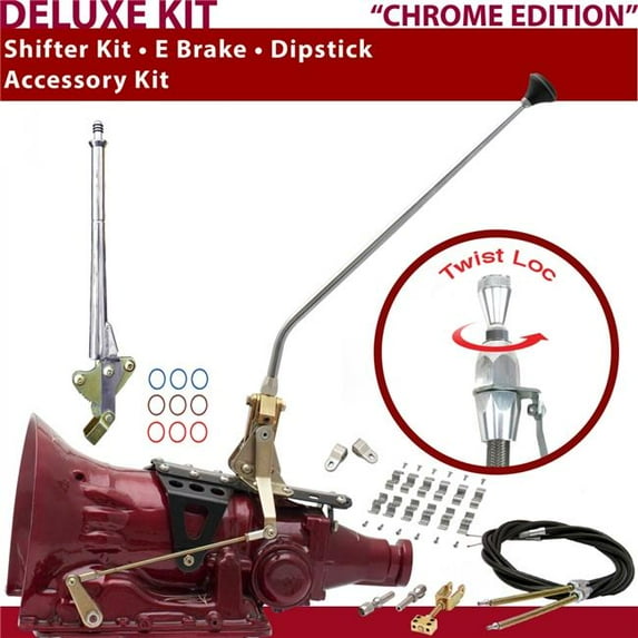 American Shifter TH200 Shifter Kit Chrome 23 in. E Brake Cable Clamp Clevis Dipstick for DD455