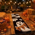 thumbnail image 4 of Voglyf Spooky Ghost Pumpkin Halloween Table Runner, 13脳72 Inch Farmhouse Linen Table Decor With Bat Spider Web Haunted Castle Pattern For Halloween Party Dining Table Centerpiece(#A), 4 of 8