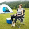 thumbnail image 6 of Oversized Camping Folding Chair, Heavy Duty Padded Chair with Cup Holder Storage and Cooler Bag for Outdoor,Black Gray, 6 of 8