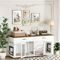 thumbnail image 4 of YINIX Dog Crate Furniture with 2 Drawers, 71”Large Wooden Dog Cage with Lockable Doors for Medium Dogs, White, 4 of 8