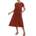 thumbnail image 2 of Vestido midi Zhyaj, holgado, túnica de verano, playa, con bolsillos, algodón, 2 of 7