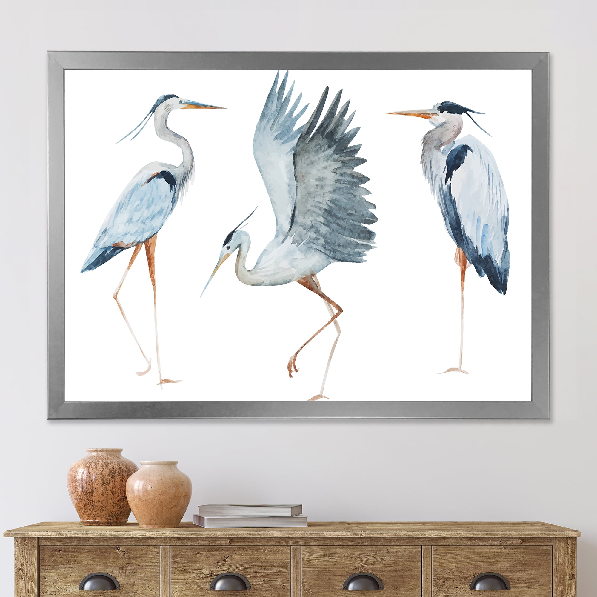 Designart 'Portrait Of Heron Birds II' Traditional Framed Art Print