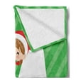 thumbnail image 2 of Christmas Alphabet Soft Flannel Fleece Blanket, Santa Popping from Behind a Letter M Happy Holiday Setting, Cozy Plush for Indoor and Outdoor Use, 50" x 70", Green Dark Coral White, by Ambesonne, 2 of 5