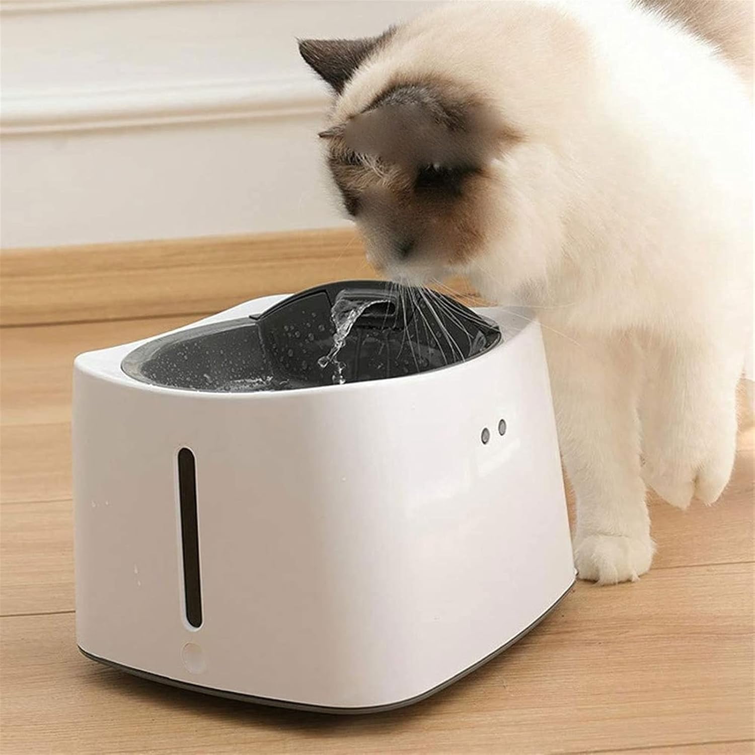 RKXQT Cat Water Fountains, Pet Water Fountain, 1.5L Kitty Water Fountains, Water Bowl Drinking Fountain for Cats, Cat Water Dispenser with LED Light,1 Cat Waterer Filter