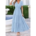 thumbnail image 7 of BTFBM Womens Summer Dresses V Neck Hollow Out Eyelet A Line Flowy Boho Beach Vacation Wedding Guest Maxi Dress, 7 of 7