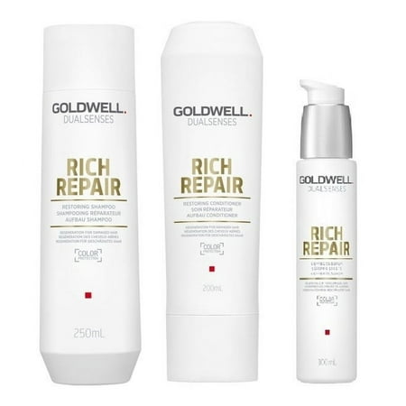 Goldwell Dualsenses Rich Repair Shampoo 10.1 oz., Conditioner 10.1 oz., & 6 Effects Serum 3.3 oz.