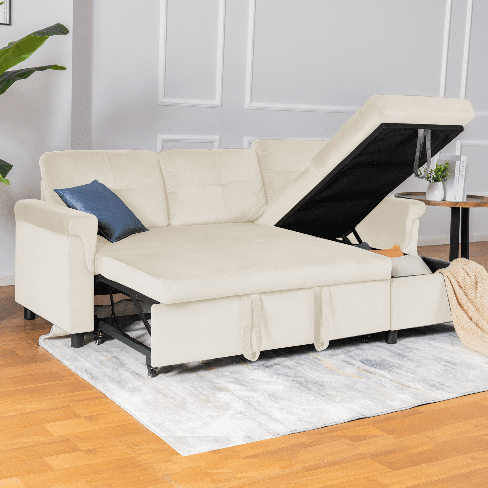 Mjkone Reversible Sectional Sofa Couch with Storage Chaise, Modern