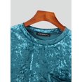 thumbnail image 4 of INCERUN Men's Short Sleeve Tops + Shorts Set Velvet Blend Summer Two-piece Suits, 4 of 7