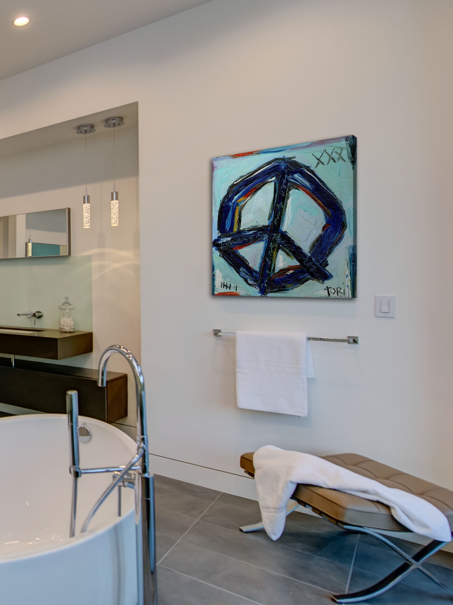 Marmont Hill "Blue Peace" by Tori Campisi Painting Print on Canvas