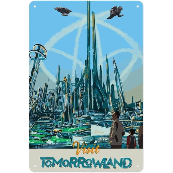 Metal Tin Sign 12 x 8 Inch Vintage Tomorrow Theme Wall Decor Poster Plaque for Cafe Bar Home