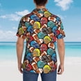 thumbnail image 4 of Sikiie American Football Print Men's Hawaiian Shirt, Summer Beach Button Pocket Short Sleeve T-Shirt,Small, 4 of 7