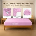 thumbnail image 4 of Dan River King Fitted Bottom Sheet only Jersey Knit Cotton Soft Absorbent with Deep Pocket - Lavender, 4 of 10