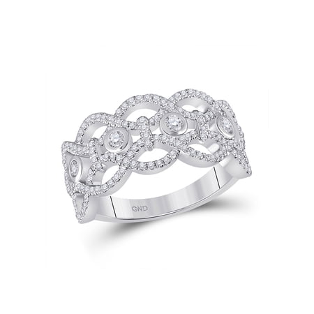 14kt White Gold Womens Round Diamond Woven Fashion Ring 5/8 Cttw