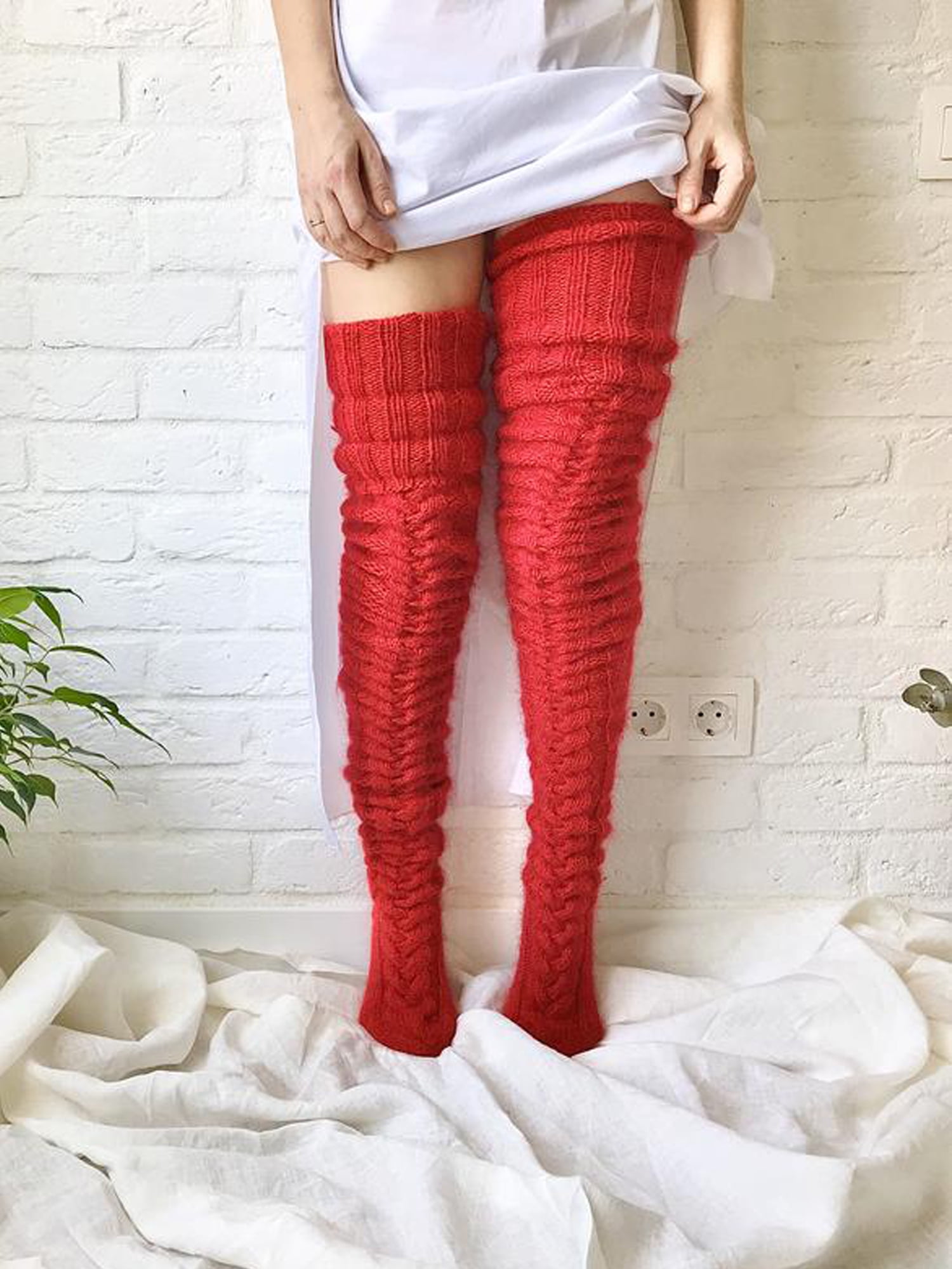 Red thigh hotsell high sock boots