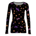 thumbnail image 5 of JGNGSHN Womens Long Sleeve Halloween Shirts Soft Crewneck Stretch Fitted Ribbed Funny Skull Printed T-Shirt, 5 of 7