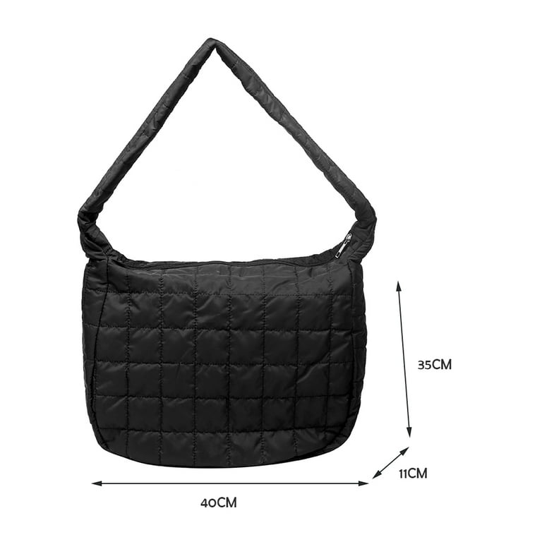 Women Down Satchel Bag Soft Quilted Puffy Handbag Versatile Top Handle Bag Large Capacity Casual