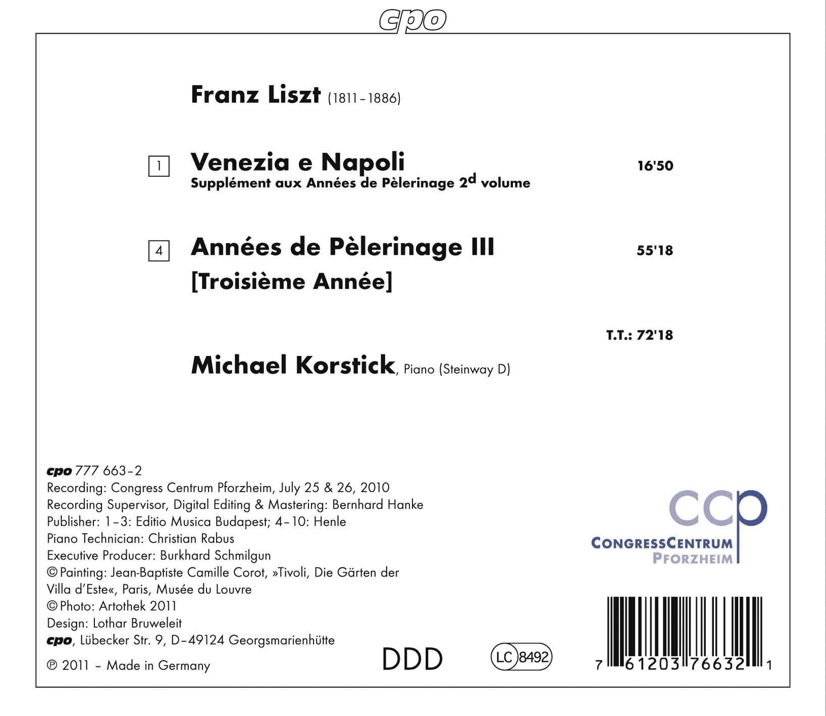 Michael Korstick - Annees de Pelerinage III / Venezia E Napoli - Music & Performance - CD