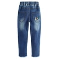 thumbnail image 2 of Kidscool Space Girls Floral Embroidered Ripped Washed Elastic Waist Jeans,Flower and Bowknot,8-9 Years, 2 of 6