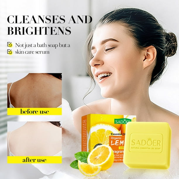 Pisexur Belleza Maquillaje Jabón de aceite de limón natural, jabón de limón, extracto botánico, jabón limpiador suavizante, jabón corporal, jabón de limón natural para todopara mujeres y hombres
