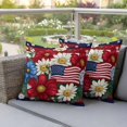 thumbnail image 4 of 4th of July Pillow Covers 2 Pack Red Blue White Daisy Pillowcase Waterproof Outdoor Throw Pillow Cover for Patio Garden Square Cushion 20”x20”, 4 of 9